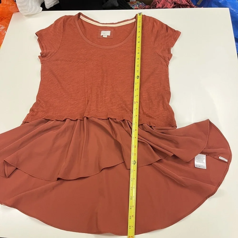 Anthropologie Postmark Top Womens Large Ruffle Peplum Boho Flowy Shirt Tee - Picture 3 of 12